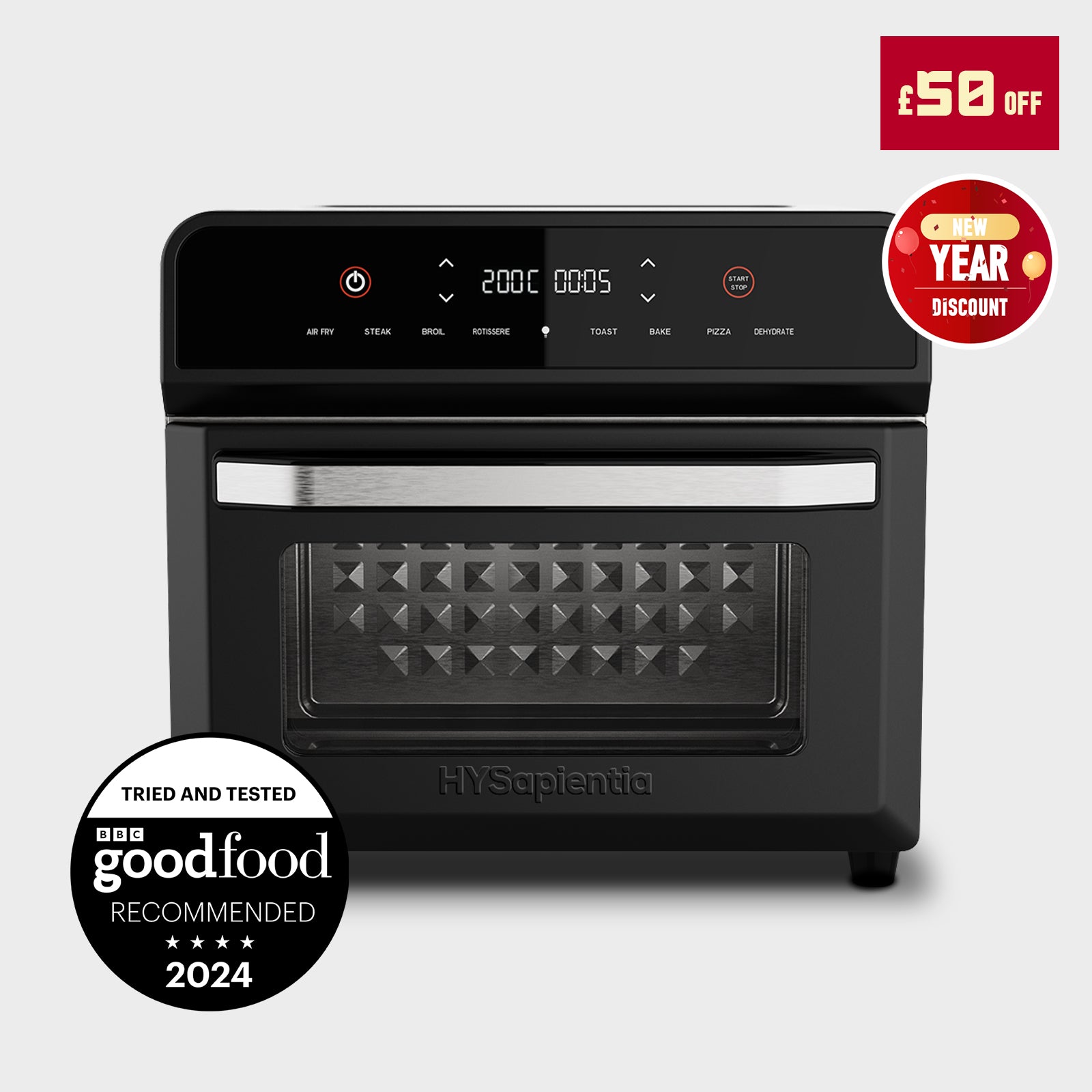 Horno freidora de aire 8 en 1 Control de pantalla LED digital grande 