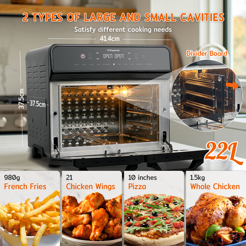 HYSapientia 22L Digital Dual Zone Air Fryer Oven With Rotisserie